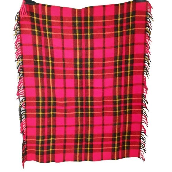 Vintage Faribo Catnapper Plaid Blanket 45" x 50" NWT New NOS Tartan Red Yellow - Picture 9 of 12
